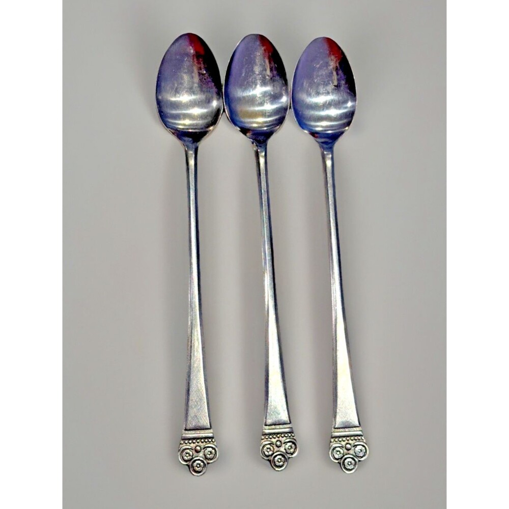Vintage National COSTA MESA Stainless ICED TEA SPOONS Set of 3 7-3/8”